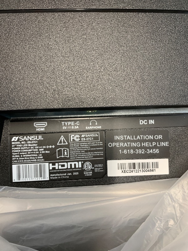Photo 1 of ***USED - POWERS ON - UNABLE TO TEST FURTHER - SEE PICTURES***
SANSUI Curved Monitor 27 inch 100Hz USB Type-C Computer Monitor with Speakers Built in?FHD 1080p?HDR?110% sRGB?1500R?VESA Compatible,for Tablet,Desktop,Laptop and PC Work Gaming (ES-27C1)