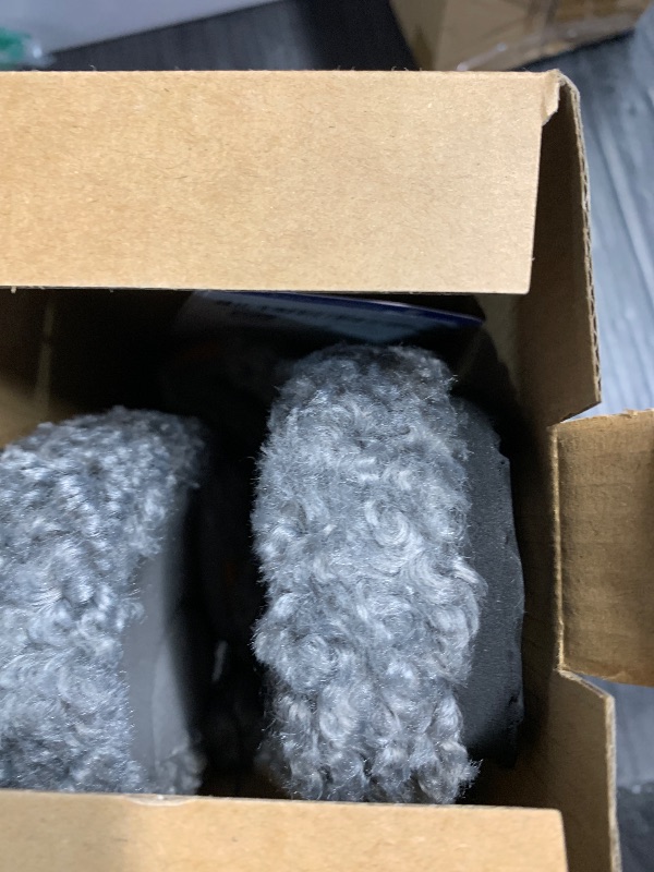 Photo 1 of EverFoams Womens Fuzzy Open-toe Slippers Soft Comfy Memory Foam Indoor House Shoes Cool Gray,7-8 US