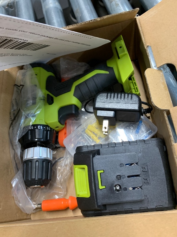 Photo 1 of ***(FOR PARTS ONLY/ NON FUNCTIONAL)***
FADAKWALT Cordless Drill Set, 20V Electric Power Drill with Battery And Charger, Torque 30N, 21+1 Torque Setting, 3/8-Inch Keyless Chuck, Drill Driver Bits Kit, with LED Electric Drill Set. ?green)