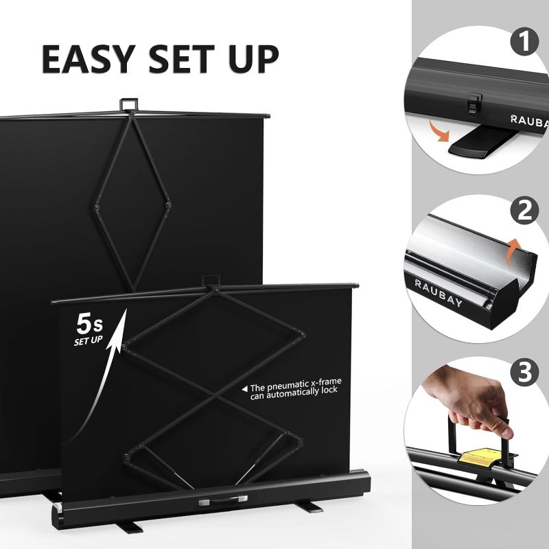 Photo 1 of ?Easy Set Up? RAUBAY 59.8 x 82.7in Collapsible White Backdrop Screen Portable Retractable Panel Photo Background with Stand for Video Conference, Photographic Studio, Streaming