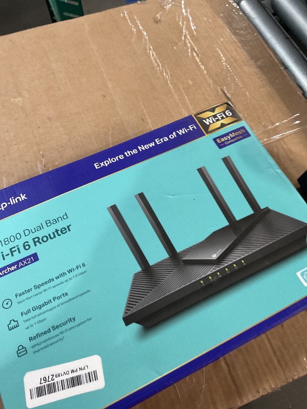 Photo 1 of ***PARTS ONLY***  TP-Link AX1800 WiFi 6 Router V4 (Archer AX21) – Dual Band Wireless Internet, Gigabit, Easy Mesh, Works with Alexa - A Certified for Humans Device*FACTORY SEALED*

