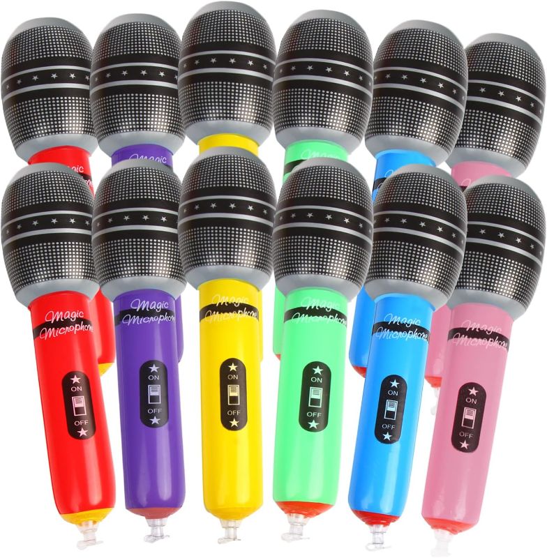 Photo 1 of 
12 Pack Inflatable Microphones, 9.4 Inch Giant Blow Up Microphone Inflatable Microphone Props for 80s 90s Musical Concert Themed Party Favors(Ramdon Colors)