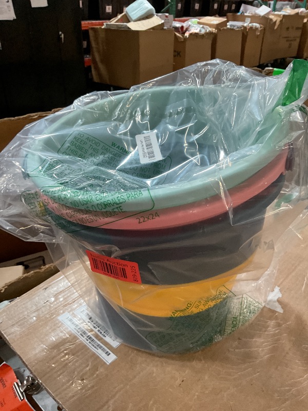 Photo 1 of (BAGGED) (USED/FAIR) Noamus 3 Pack Collapsible Plastic Bucket, 2.6 Gallon/10L Foldable Round Tub with Handle, Folding Portable Fishing Water Pail, Space Saving Outdoor Waterpot for Garden Camping Car Mop Cleaning Beach