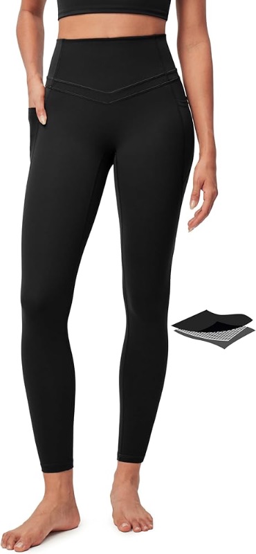 Photo 1 of (LARGE) (BAGGED) IUGA Compression Leggings with Pockets for Women Tummy Control Leggings No Front Seam Workout High Waist Yoga Pants L