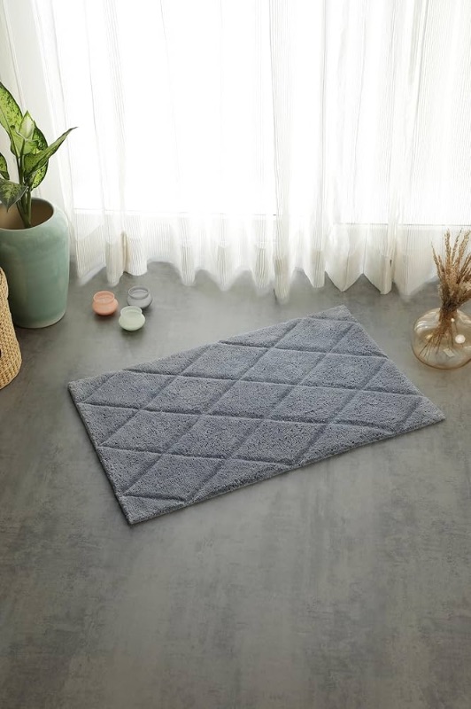 Photo 1 of ***(STOCK PHOTO FOR REFERENCE ONLY/ ITEM DIFFERS FROM PIC/ USED)***
SHIKARA Organic Cotton Bathroom Rug, Luxury Non Slip Ultra Soft & Water Absorbent Bath Mat | Diamonds Design Premium Bath Rug | Perfect for Tub & Shower, Toilet Floors, Door Mat (36"x24",