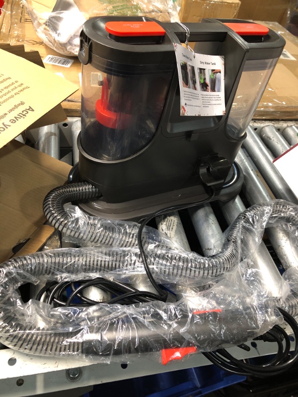 Photo 1 of ***SEE NOTES*** 
Carpet Cleaner, MUJERBAY Portable Spot and Stain Cleaner, Easy Move with Handle, Deep Cleaning Machine for Couch, Stairs, Car and Pet Messes. Red