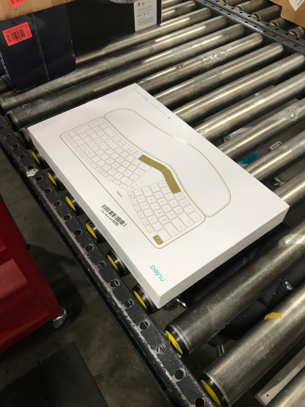 Photo 1 of Nulea RT05B Wireless Ergonomic Keyboard, Split Keyboard with Cushioned Wrist Rest, Bluetooth and USB Connectivity, USB-C Rechargeable Pink Grey