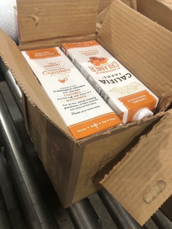 Photo 1 of Califia Farms - Caramel Macchiato Almond Milk Coffee Creamer, 32 Fl Oz (Pack of 6), Shelf Stable, Dairy Free, Plant Based, Vegan, Gluten Free, Non GMO, Almond Creamer BB 05/01/2025