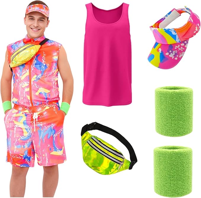 Photo 1 of Im.Create Ken Cosplay Costume for Men, 80s 90s Retro Outfit with Accessories for Halloween Role Play, XX-Large