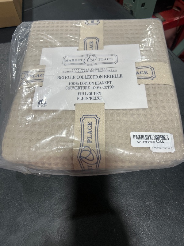 Photo 1 of 100% Cotton Waffle Weave Bed Blanket | Soft, Breathable, and Lightweight Blanket for All-Season | Perfect for Layering | Brielle Collection (Full/Queen, Taupe)