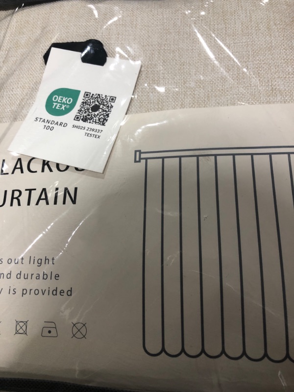 Photo 1 of 100% Blackout Shield Linen Blackout Curtains for Bedroom 84 Inches Long, Back Tab/Rod Pocket Living Room Drapes, Thermal Insulated Blackout Curtains 2 Panels Set, 50" W x 84" L, Cream