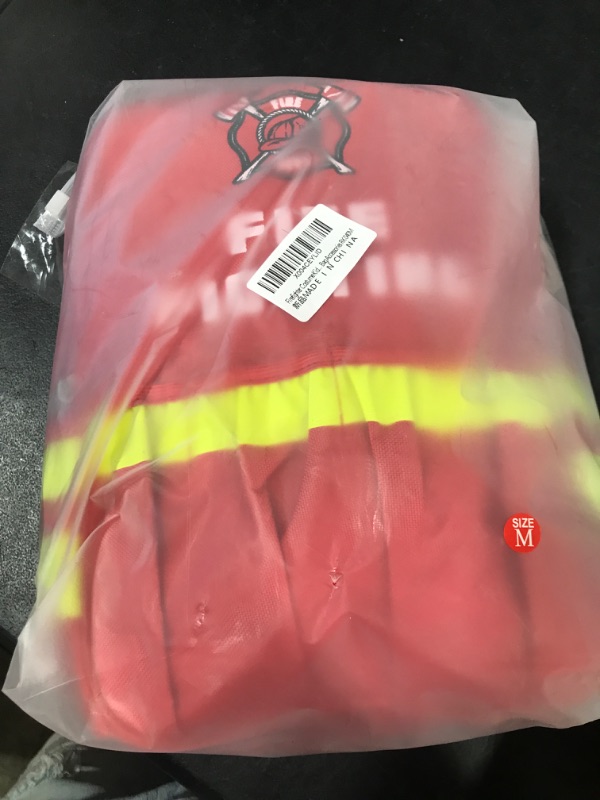 Photo 1 of Firefighter Costume Kids 15 Pcs Fireman Dress-up Toy Set Toddler Halloween Costumes Boys Girls Fire Fighter Hat with Gear Bag Accessories RK040M