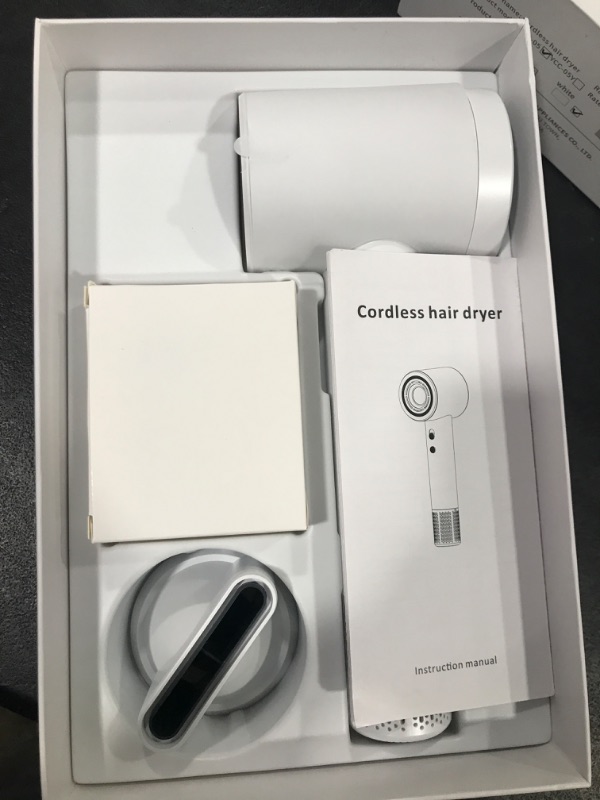 Photo 1 of Cordless Ionic Hair Dryer with Digital Screen, 4 Mode Charging Blow Dryer with Magnetic Nozzle, Travel Hair Dryer for Women Kids Outdoor Camping Beaches (White)