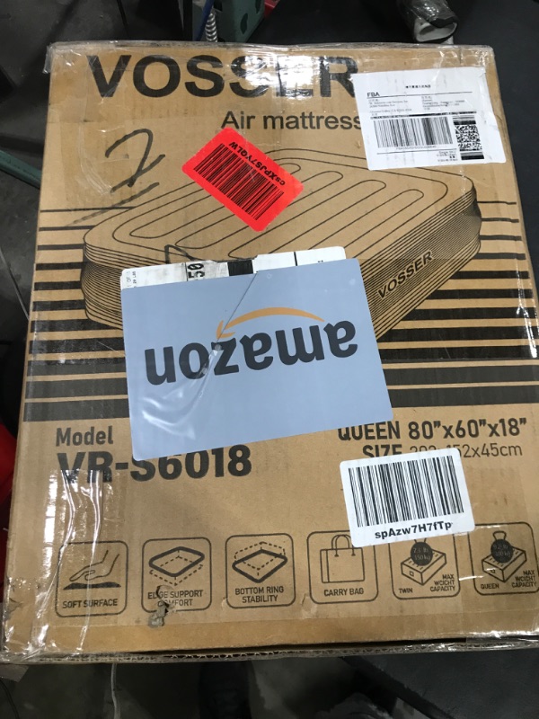 Photo 1 of VOSSER Air Mattress Queen with Built in Pump,18'' Inflatable Mattress of Vertical Beams,Self Inflatable/Deflation Blow Up Mattress in 3 Mins,Flocked Top Airbed with Carry Bag for Home, Camping