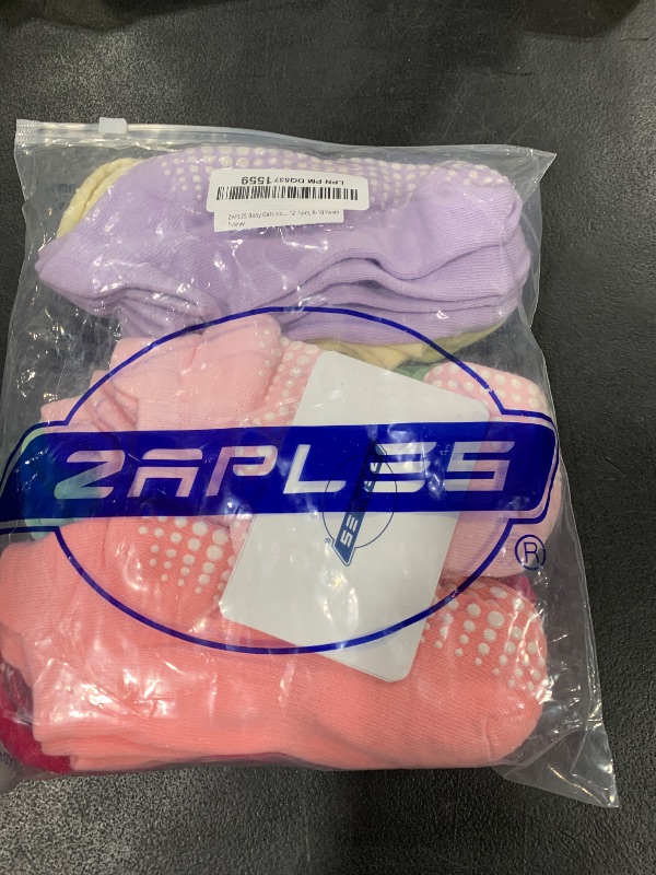 Photo 1 of ZAPLES Baby Girls Non Slip Grip Ankle Socks with Anti Skid Soles for Infants Toddlers, Girls - 12 Pairs, 4-7 Years