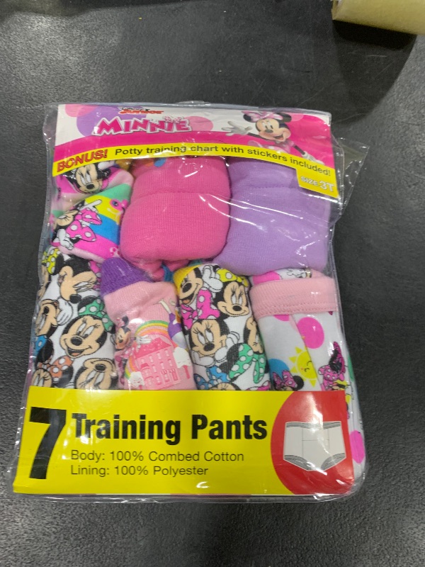 Photo 1 of Disney Girls Minnie Mouse Pants Starter Kit With Stickers & Tracking Chart Sizes 18m, 2t, 3t, 4t Baby And Toddler Potty Training Underwear, 7-pack Training Pant, 3T US