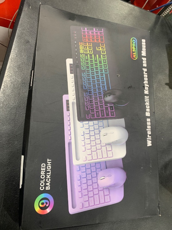 Photo 1 of Wireless Keyboard and Mouse Combo, 9 Backlit Effects, Wrist Rest, Phone Holder, 2.4G Lag-Free Ergonomic Keyboards, Rechargeable Silent Cordless Set for Computer, Laptop, Mac, Windows -SABLUTE?Pink?