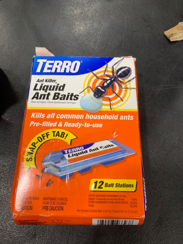 Photo 1 of TERRO Ant Killer Bait Stations T300B - Liquid Bait to Eliminate Ants - 12 Count Stations for Effective Indoor Ant Control