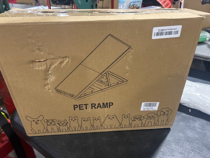 Photo 1 of Indoor Dog Ramp Bed for Small Medium Pets,Folding Collapsible Cat Ramp with Non-Slip Carpet, Adjustable Height Dog Ramp for Couch,Sofa,Chair(Grey)