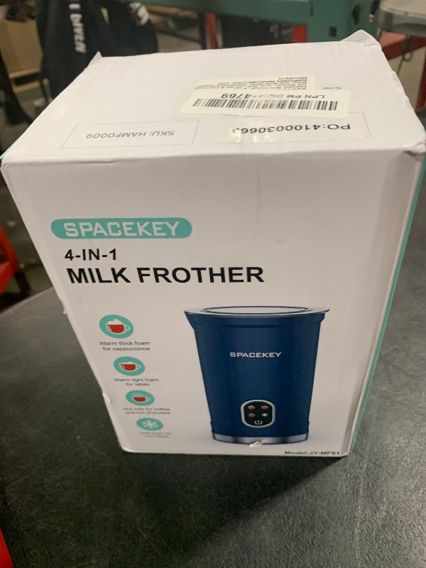 Photo 1 of Spacekey Milk Frother, 4-in-1 Milk Frother and Steamer, Auto Shut-off Hot & Cold Foam Maker with Mute Mode, Temperature Control Electric Milk Frother for Coffee, Latte, Cappuccino, Macchiatos