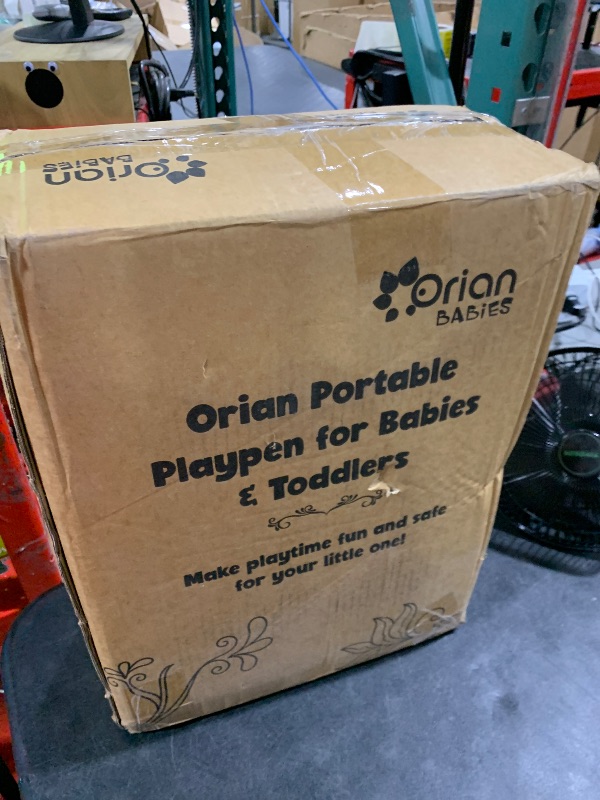 Photo 1 of Orian Baby Playpen 50x50 Large Playpen for Babies and Toddlers, Oxford Fabric, Indoor & Outdoor Play Pen, 10 Colorful Balls, 4 Pull Up Rings, Carry Bag