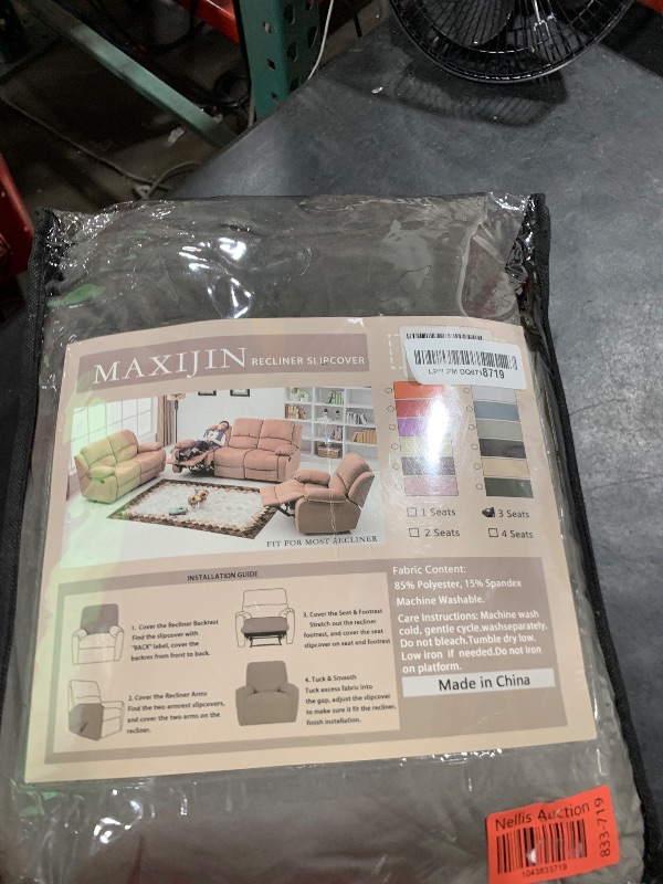Photo 1 of MAXIJIN 8 Pieces Recliner Sofa Covers, Stretch Velvet Reclining Couch Covers for 3 Cushion Furniture Covers, Thick Soft Washable Reclining Sofa Slipcovers (Sofa Recliner, Grey)
