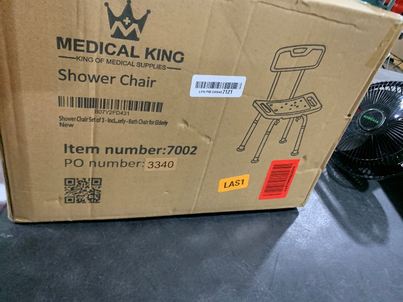 Photo 1 of Medical king Shower Chair Set of 3 - Includes Back Scrubber & Additional Sponge - Anti Slip for Safety, with 8 Adjustable Heights Portable - Tool Free Shower Chair - Bath Chair for Elderly