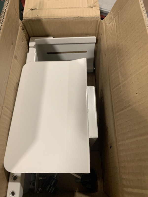 Photo 1 of Adjustable Clamp Mount On Desk for PC Tower - No Drilling, Height Adjustable from 13.2" to 21.6", Width Adjustable from 5.5" to 9.8", Heavy Duty Under Desk Computer Case CPU Holder, White