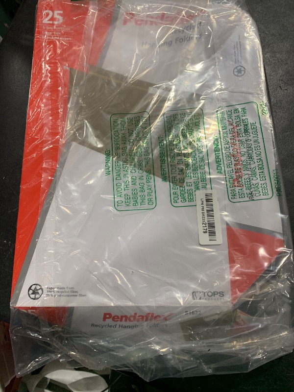 Photo 1 of Pendaflex Recycled Hanging Folders, Legal Size, Standard Green, 1/5 Cut, 25/BX (81622)