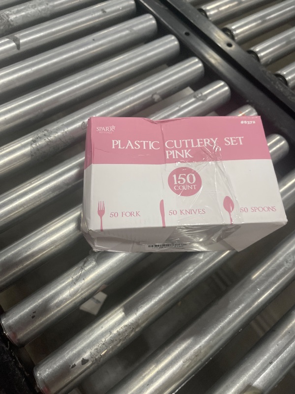 Photo 1 of 150 Pack Plastic Silverware Heavy Duty, Pink Disposable Cutlery, 50 Spoons, 50 Forks, 50 Knives, Plastic Utensils Set for Home Office School Party Picnics Weddings & More - SparkSettings