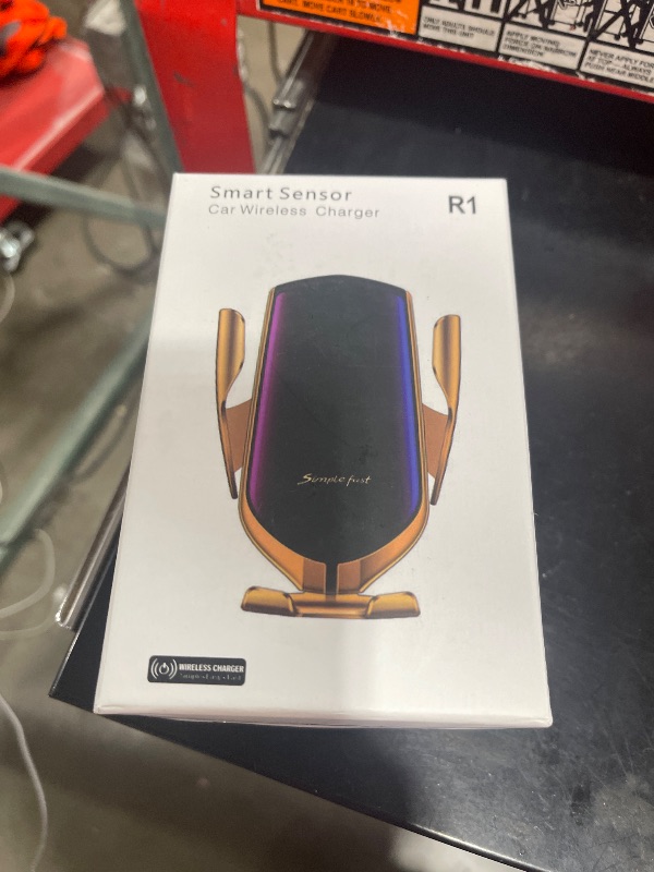 Photo 1 of Qi 10W Phone Holder for Car with Wireless Charger Car Holder (Gold)