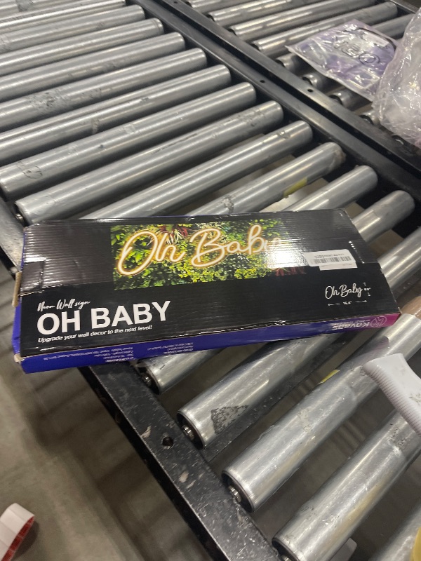 Photo 1 of Kavaas Neon Sign - Oh Baby Light Up Sign for Backdrop, Baby Shower, Gender Reveal, Birthday Party Decorations (16.4" x 6.9", Warm White)
