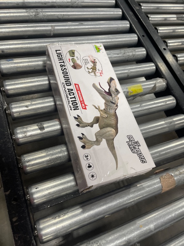 Photo 1 of T-Rex Action Figure Dinosaur Toy for Kids 3-5 & 6-8 with Continuous Spray and Vibration - Roaring & Light-Up Tyrannosaurus Rex with Movable Jaws and Limbs, Christmas, Birthday Gift for Kids (Brown)