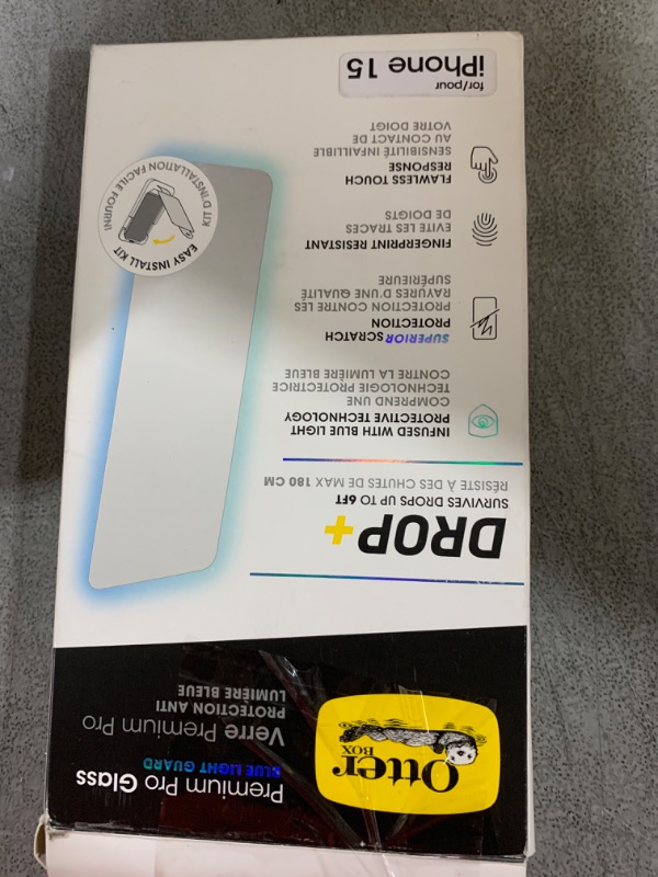 Photo 1 of OtterBox iPhone 15 Premium Pro Screen Protector, Filters Blue Light, Precision Fit, Easy Installation