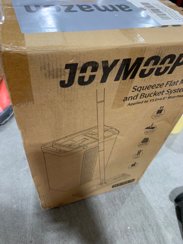 Photo 1 of JOYMOOP Mop and Bucket Set with Wringer, Flat Mops for Floor Cleaning, Wall Mop Cleaner with Long Handle, Hardwood Floor Mop with 4 Microfiber Pads