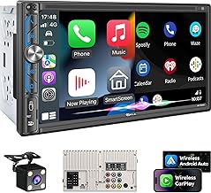 Photo 1 of PLZ 7" Wireless Double Din Car Stereo Apple Carplay Radio Screen for Car Audio Receivers, Bluetooth 5.3 Car Play Android Auto Touchscreen, 240W 4.2 CHN 2 Subwoofers Outputs, Backup Camera, SWC, FM/AM
