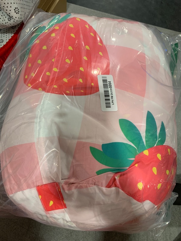 Photo 1 of Datura home Kids Sleeping Bag for Girls,Straeberry Pink Grid-Warm Outdoor Indoor-LightweightWaterproof Cold Weather Resistant Sleeping Bag for Camping Hiking(Strawberry 32"*90")
