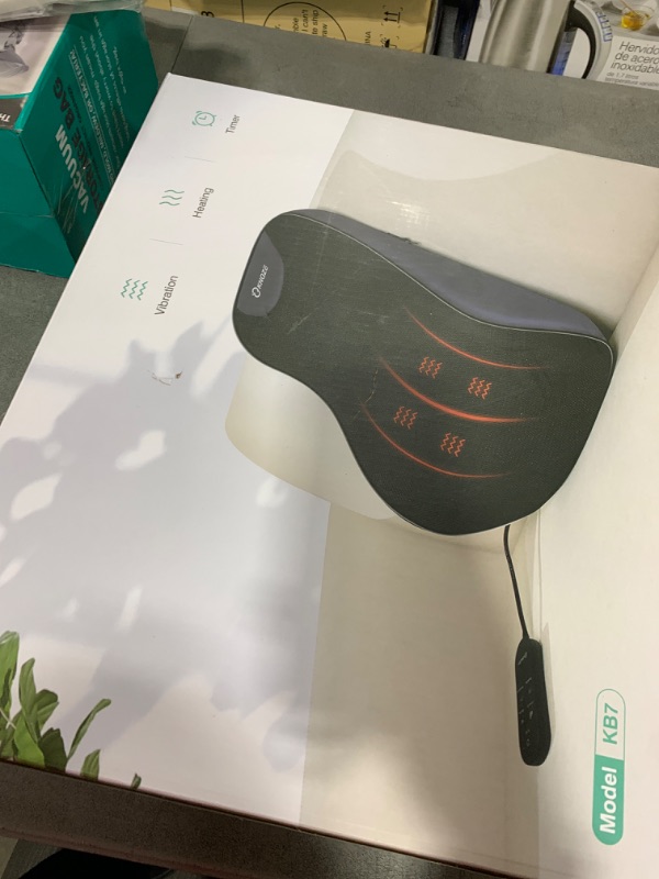 Photo 1 of KNQZE Lumbar Support Pillow for Office Chair, Heated Back Support Pillow with Vibration, Back Massage for Pain Relief, at Home Office Car Sofa, 3 Heating Levels & 4 Motors & 3 Intensities, Gifts