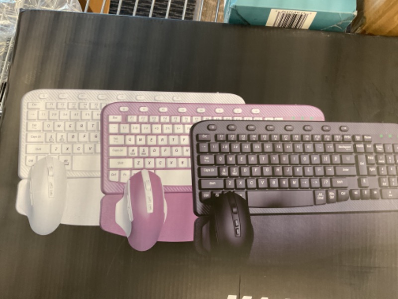 Photo 1 of Wireless Keyboard and Mouse Combo, Ergonomic Wave Keys, Cushioned Plam Rest, Comfortable Silent Natural Typing, 2.4G Lag-Free, Full Size Keyboards Cordless Set for Multi-OS, Windows/Mac -SABLUTE