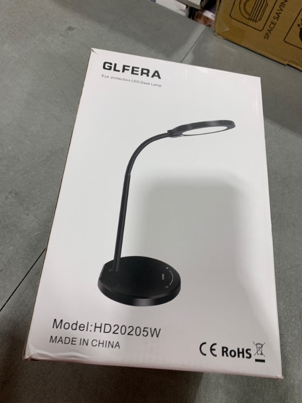 Photo 1 of GLFERA Desk Lamp, LED Desk lamp with USB Charging Port, 5 Lighting Modes 10 Brightness Levels, Sensitive Control Eye-Caring Office Lamp White