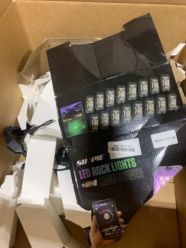 Photo 1 of SUNPIE 16 Pods RGBW Rock Lights, Full Beam Angle, 30 High Power Chips, Aluminium Metal, Includes Mounting Pads, IP67 Waterproof, Music Mode Underglow Lights for Off Road Truck SUV ATV UTV Boats