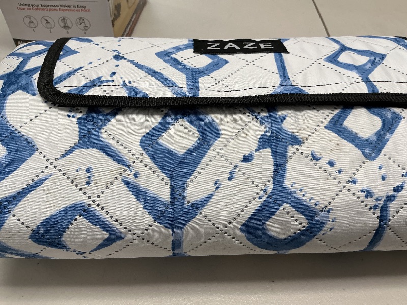 Photo 1 of ZAZE Beach Blanket Picnic Blankets Waterproof Sandproof with Stakes, Thick 3-Layer 80 * 80 Oversized Mat, Extra Large Big Machine Washable, Foldable Accessories Outdoor Camping Park (Blue White)