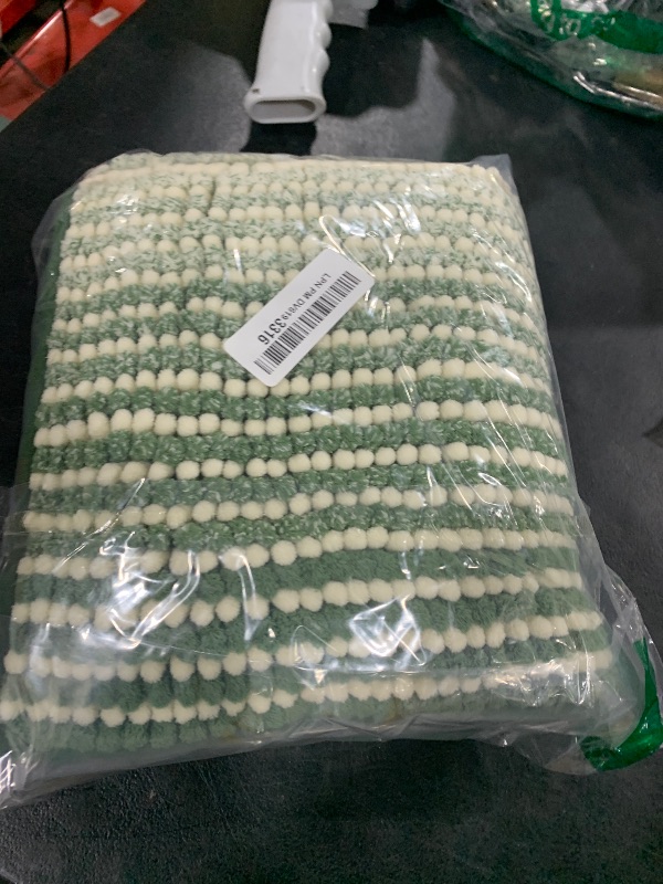 Photo 1 of BSICPRO Bath Mat Rug for Bathroom Non Slip 20 x 32 Inches Water Absorbent Chenille Bathroom Floor Mats Machine Washable (Sage and Cream)