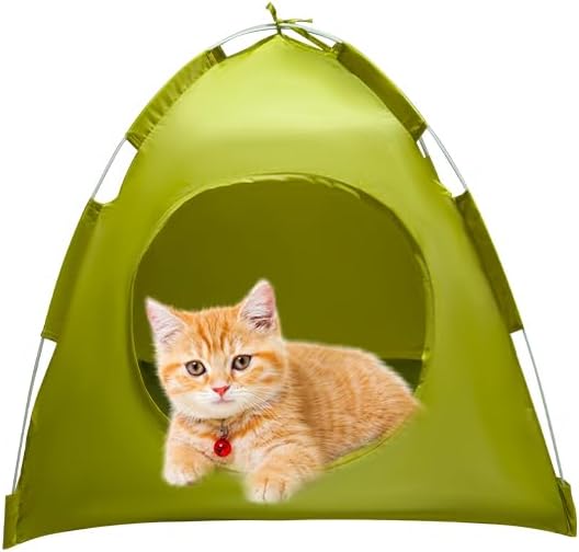 Photo 1 of Pet Tent Pop Up Cave Bed for Indoor Cats and Small Dogs Portable Outdoor Camping Tent, Army Green.