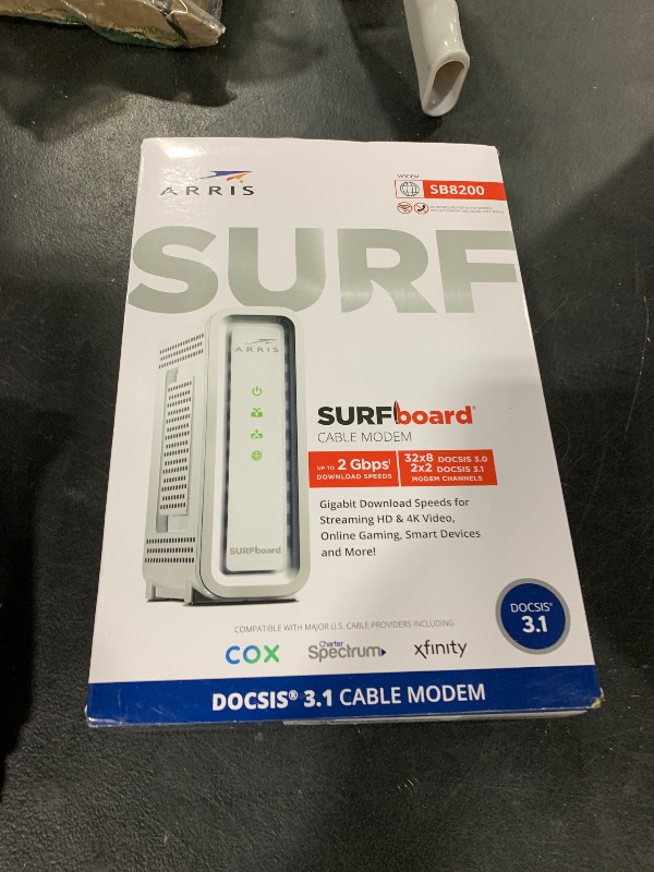 Photo 1 of ARRIS (SB8200) - Cable Modem - Fast DOCSIS 3.1 32x8 Gigabit Cable Modem , Approved for Comcast Xfinity, Cox, Charter Spectrum, & more | 1 Gbps Max Internet Speed, 4 OFDM Channels