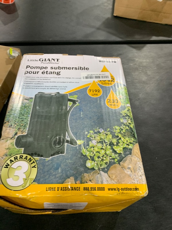 Photo 1 of Little Giant WGP-65-PW 115 Volt, 1900 GPH Dual Discharge Direct Drive Submersible Waterfall and Pond Pump, Black, 566409