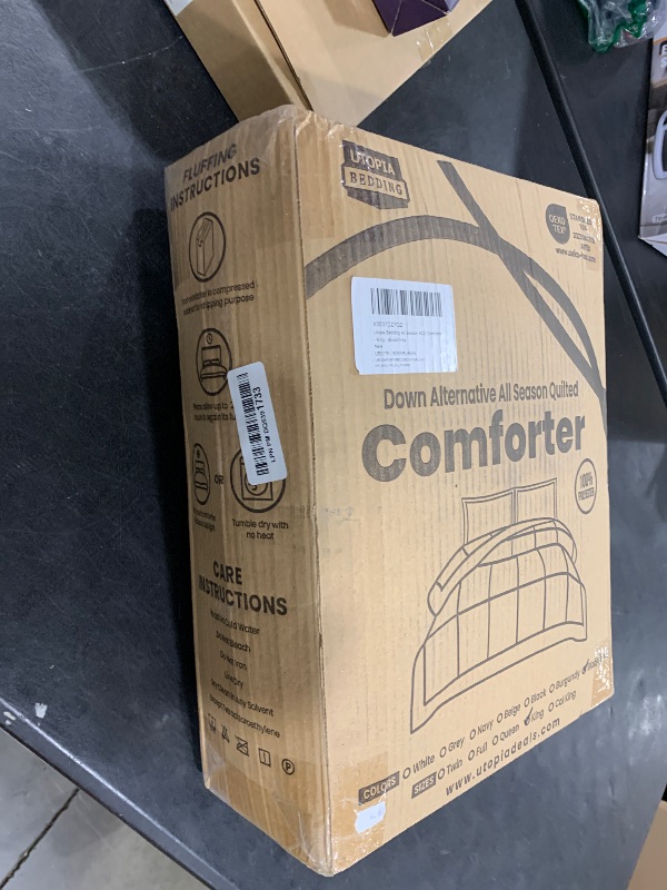 Photo 1 of Utopia Bedding All Season Reversible Down Alternative Quilted King Comforter, Duvet Insert with Corner Tabs, Machine Washable, Bed Comforter (Black/Grey)