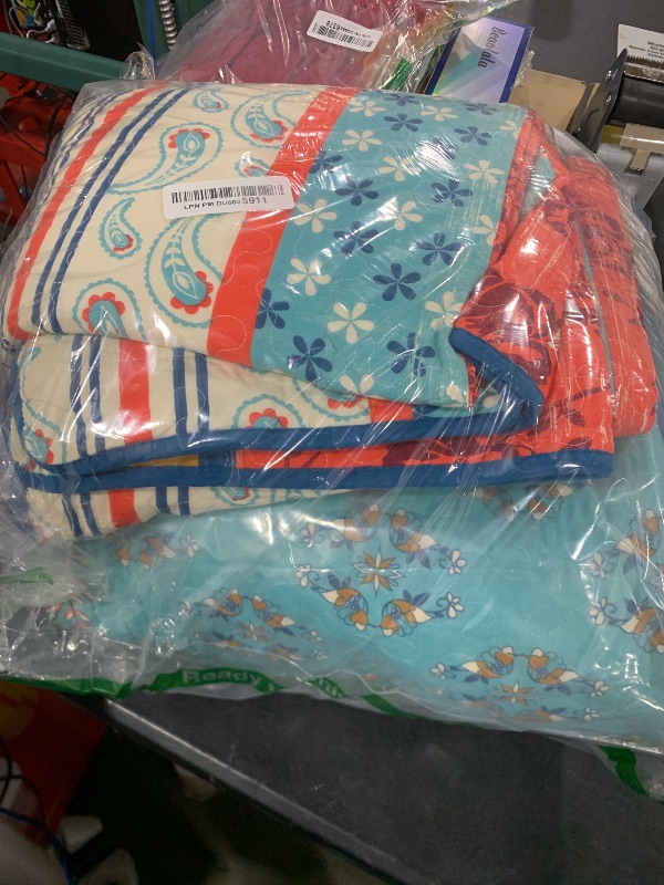 Photo 1 of Finlonte King Size Quilt, 100% Cotton Lightweight Vintage King Bedspread, Green Red Orange Boho Autumn Soft Reversible Quilt King Size Bedding Set for All Season, 3-Pieces