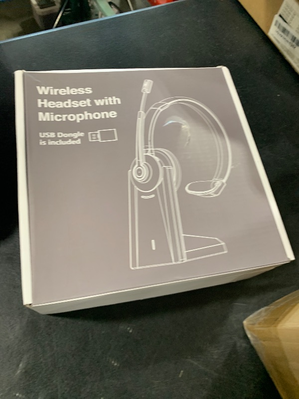Photo 1 of Earbay Wireless Headset, Bluetooth Headset with Noise Canceling Microphone & Charging Base, Wireless Headphones with Mic Mute & USB Dongle for Work from Home/Office/Computer/Laptop/Call Center/Teams