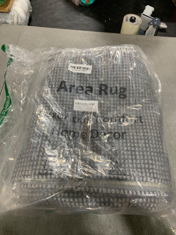 Photo 1 of IOHOUZE Washable Runner Rug 3'x8' Non Slip Rubber Backed Wide Hallway Runner Entryway Runner Indoor, Kitchen Rugs Woven Floor Carpet for Hall Entrance Bedroom, Dark Grey